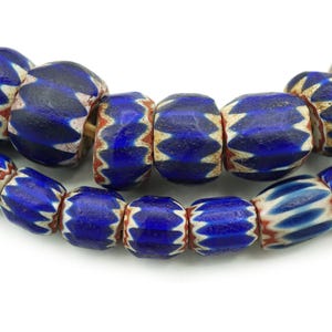 Old Blue Chevron Venetian African Beads (6-12mm) Vintage Aja Trade Beads Over 200 Yrs Old Tribal Antique Beads (2570B568) Venetian
