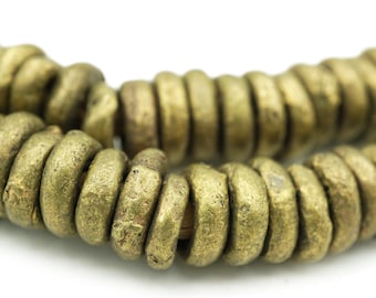 Nigerian Brass Dogon Ring Donut Beads - Handmade Brass Beads - Sand Cast Rustic Recycled Metal Tribal African Upcycled Beads (41F510) Spacer