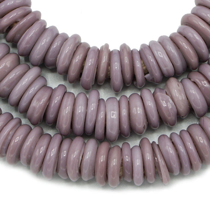 - Mali Tribal African Trade Beads 307-VEN-DOG 14-18mm 270 Dogon Wound Glass Donut Beads originally from Venice Full Strand Mixed Sizes