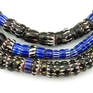 Old Blue and Black Chevron Venetian African Beads (5-9mm) Vintage Aja Trade Beads Over 200 Yrs Old Tribal Antique Beads (2570K048) Venetian