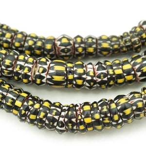 LONG strand Antique Aja Yellow Jacket Venetian Chevron Glass African Beads (7mm) Mixed Old Tribal Rustic Trade Beads (2310B001) Chevron