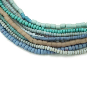 10 Strands of TINY Mixed Colors African Ghana Glass beads (1-2.5mm) Blues & Turquoise Tribal Beads - Vintage Trade Beads (2153F015) Venetian