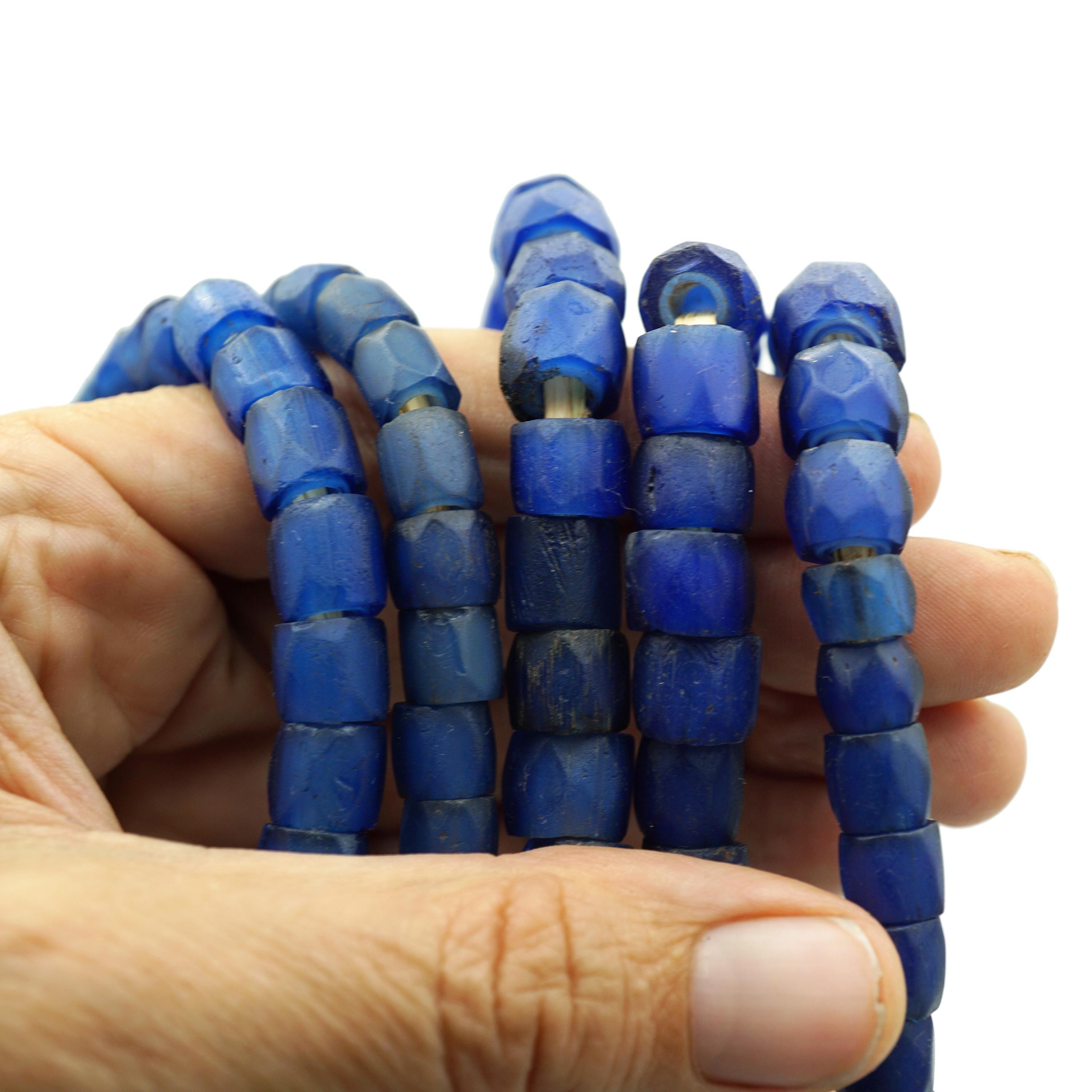 長さ34インチのアンティークオールドロシアンブルーアフリカンビーズ