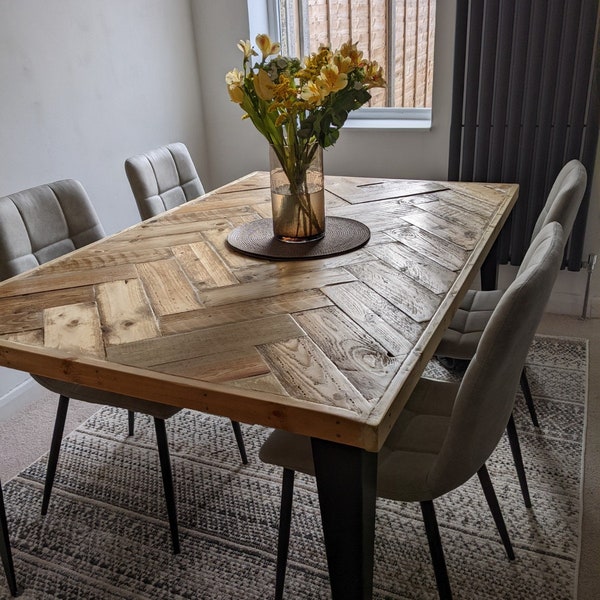 Herringbone Dining Room Table Etsy UK