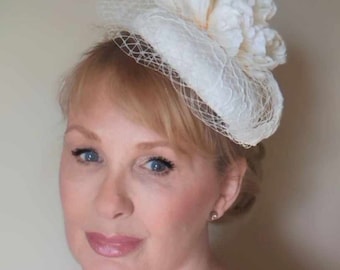 Beautiful guipure lace bridal pillbox hat, races, ladies day, weddings, Mother of the bride, christenings, cocktail parties