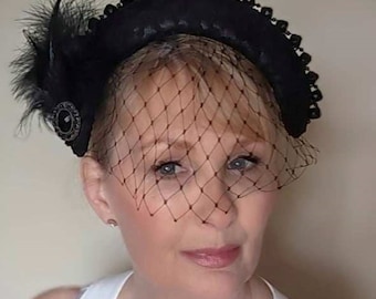 Beautiful lace and beaded gothic bridal halo crown