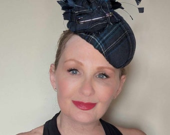 Beautiful Harris tweed teardrop hat, races, winter wedding, country life, Princess Kate style