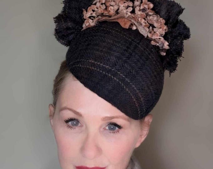 Beautiful Harris tweed teardrop hat, races, winter wedding, country life, Princess Kate style