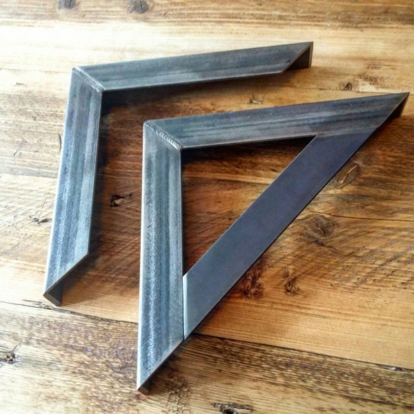 Shelf brackets. Angle brackets with or without brace. Steel Modern Industrial. Pair