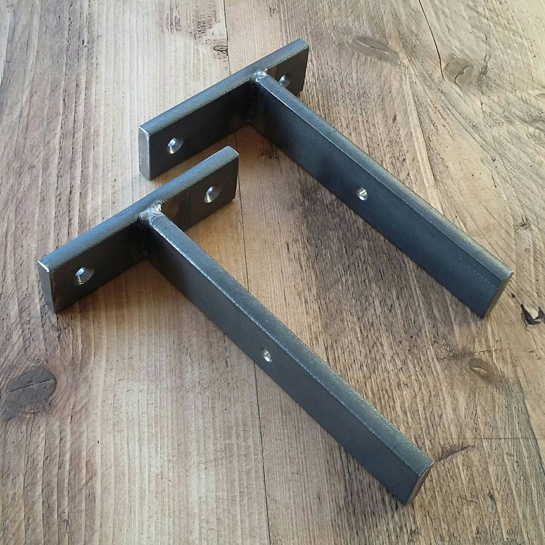 Steel shelf bracket. T bracket industrial modern minimal. Raw Etsy