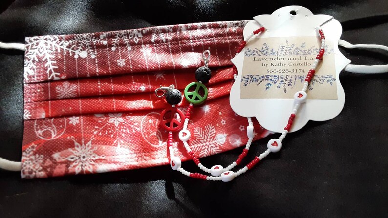 Face Mask Holder with Lava Rocks Wooden and natural