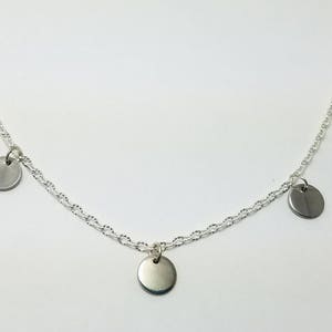 Tiny Disc Necklace, Charm Necklace, Small Disc Pendant, Small Coin Necklace, Minimalism, Delicate, Silver Jewelry, Silver Coin Necklace