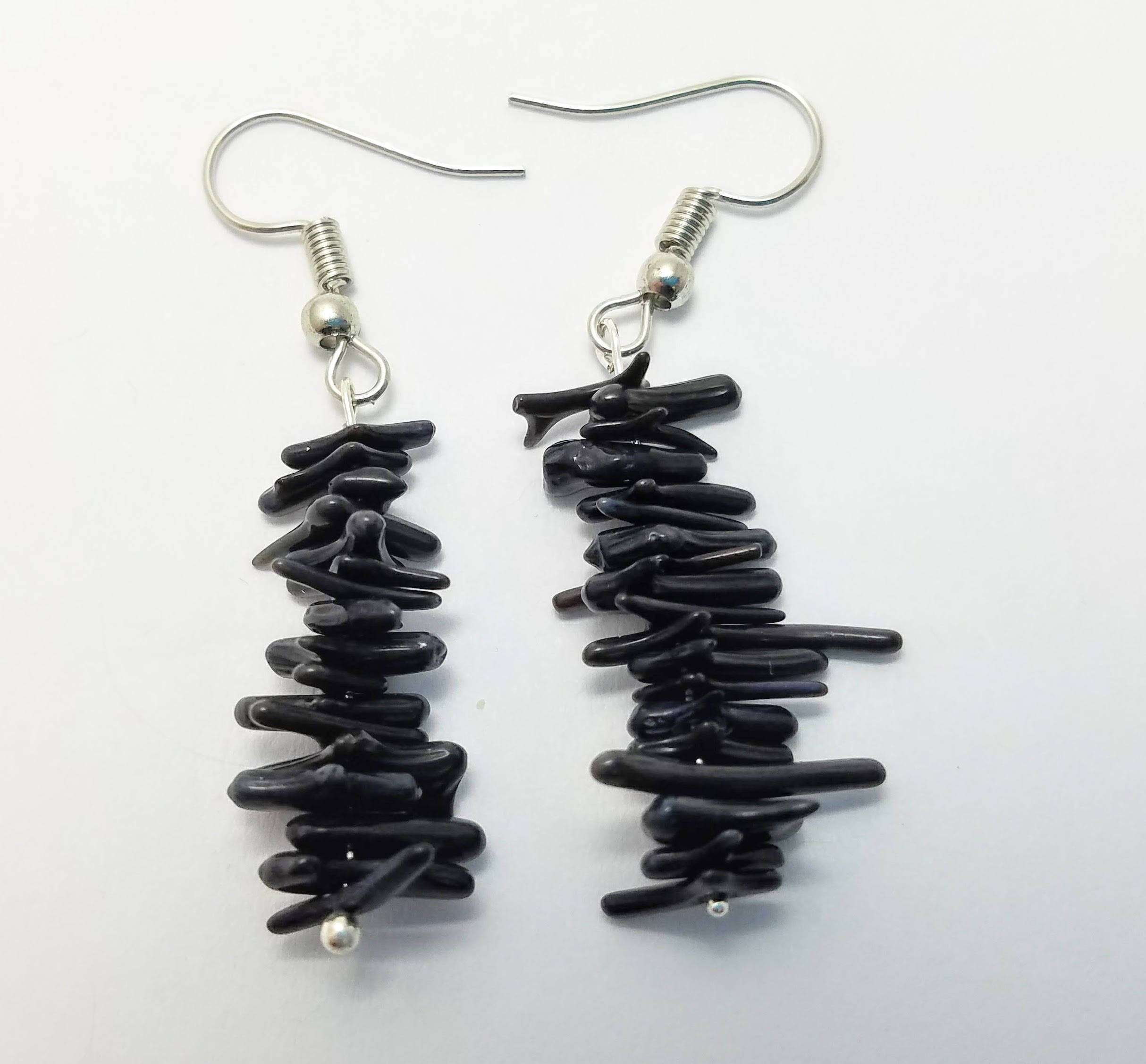 Black coral earrings best sale