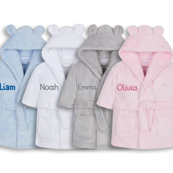 Personalised Embroidered Baby Robe Bath Hooded Towel Kid Boy Girl Gift