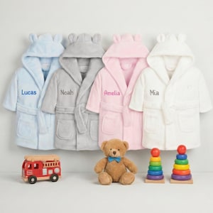 Personalised Baby Robe – Soft Polyester, Custom Name Hooded, Newborn to Toddler, Gift-Ready Keepsake image 2