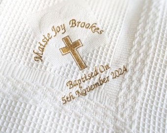 Personalised Baby Shawl Embroidered Christening , Baptism, Naming Day, Gift