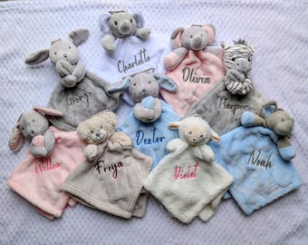 Personalised Baby Blanket Comforter, Embroidered Baby Gift, Baby Shower  Gift, Embroidered Soft Toy Blankie, Soft Blanket