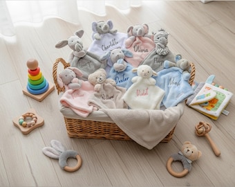 Personalised Baby Blanket Comforter, Newborn Baby Gift, Baby Shower Gift, Embroidered Soft Toy Blankie, Soft Fleece Blanket