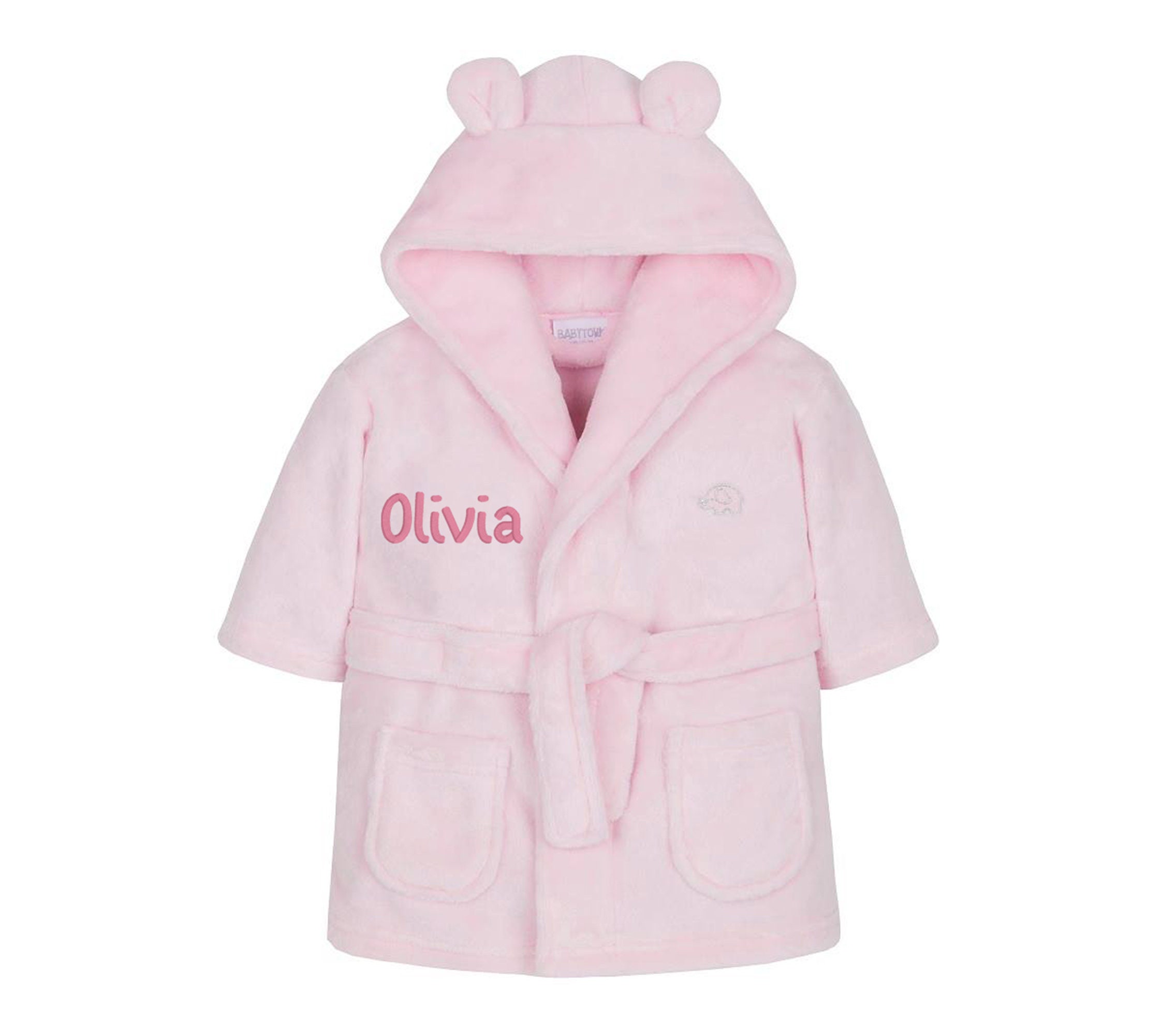 Personalised Baby Robe – Soft Polyester, Custom Name Hooded Bathrobe ...