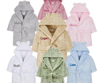 Personalised Baby Robe – Soft Polyester, Custom Name Hooded, Newborn to Toddler, Gift-Ready Keepsake