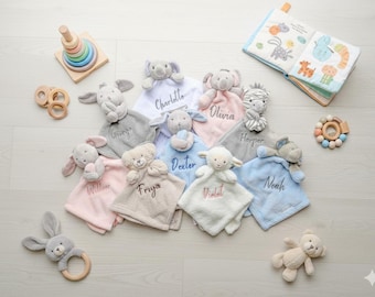 Personalised Baby Blanket Comforter, Embroidered Gift, Shower Gift, Soft Toy Blankie,