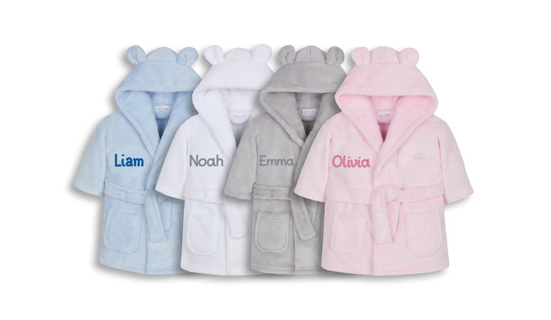 Personalised Embroidered Baby Robe Bath Hooded Towel Kid Boy Girl Soft Gift