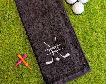 Personalised Embroidered Golf Towel Luxury 550 GSM Cotton Golf Gift Golf Accessory Perfect for Golf Lovers Club, Golf Ball