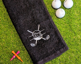 Personalised Embroidered Golf Towel Luxury 550 GSM Cotton Golf Gift Golf Accessory Perfect for Golf Lovers Club, Golf Ball