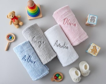 Personalised Baby Blanket, Embroidered Blanket wrap, Newborn Gift, Shower, Luxury