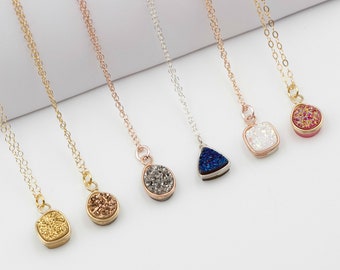 Boho Pendant Natural Pendant Gold Edged Hamsa Hand Pendant Unique Jewelry, Druzy Pendant