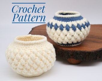 Small Puff Stitch Crochet Basket Pattern (Digital Download)