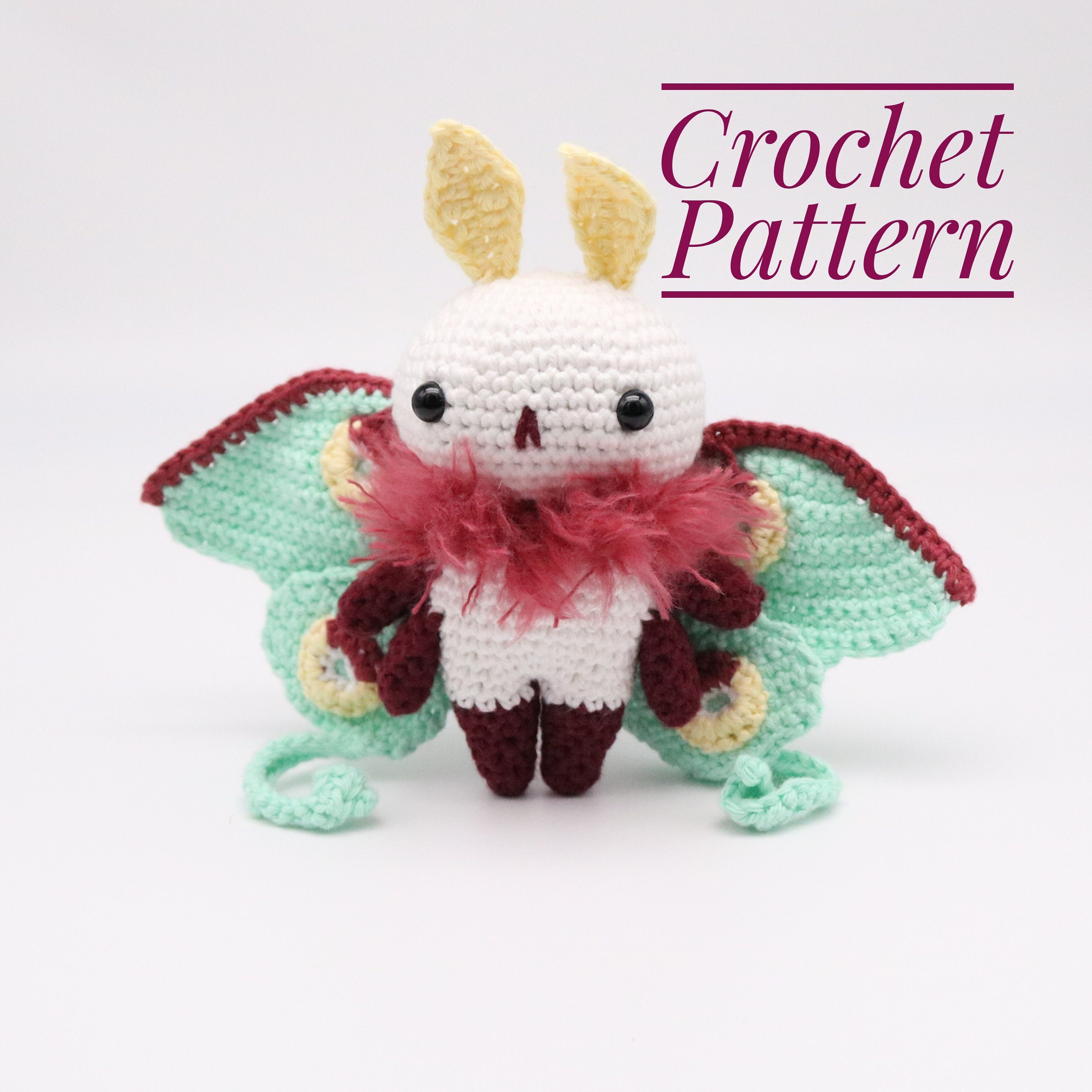 30 Moth Crochet Patterns for Amigurumi, Wearables, and Whimsical Home Decor 31 Asra the Luna Moth Crochet Pattern (Digital Download)
