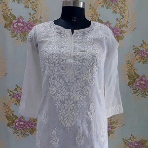 White chikan kurti neck design shop