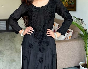 Handmade Lucknowi Chikankari Rayon Kurti: Embroidered Ethnic Top