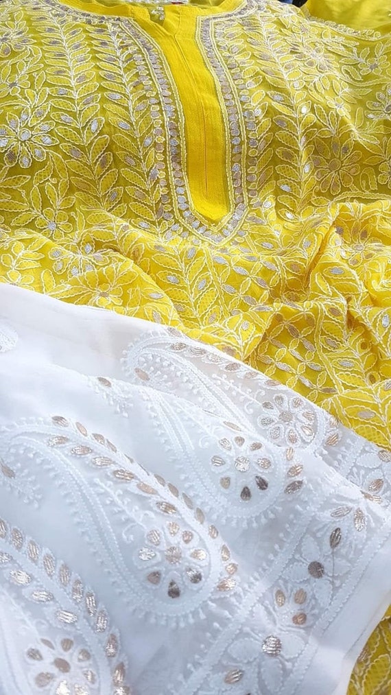 Chikan Kari & Silk Embroidery Salwar Kameez - Pakistani Dress - C522J |  Fabricoz USA
