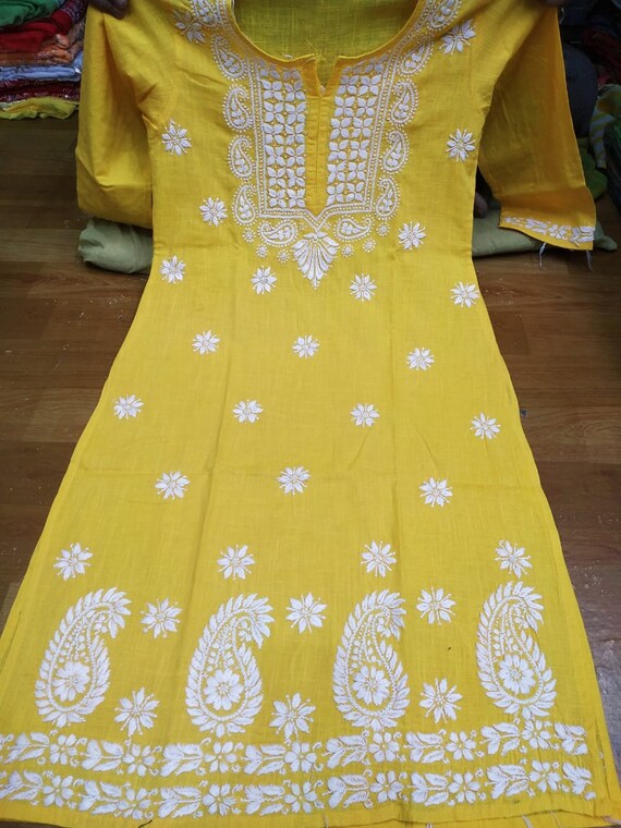 New Indian Lucknawi Chikankari Cotton Kurti Ethnic Handmade Kurta Kaftan Shirt.. New Indian Lucknawi Chikankari Cotton Kurti Ethnic Handmade Kurta Kaftan Shirt..
