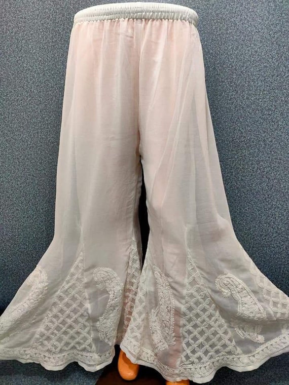 Women Handmade Georgette Sharara Palazzo Pant Ethnic Hand