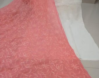 Sciarpe da festa etniche indiane Chikan Chikankari fatte a mano Geogertte Dupatta Lucknawi