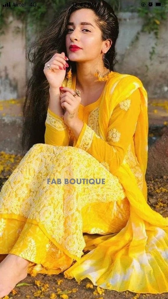 Yellow Safa Muslin Straight Chikankari Kurti Lucknow Chikan Hand  Embroidered Kurta Kurti Ethnic Pakistani Wear Tunic Top Chikan Top - Etsy  Denmark