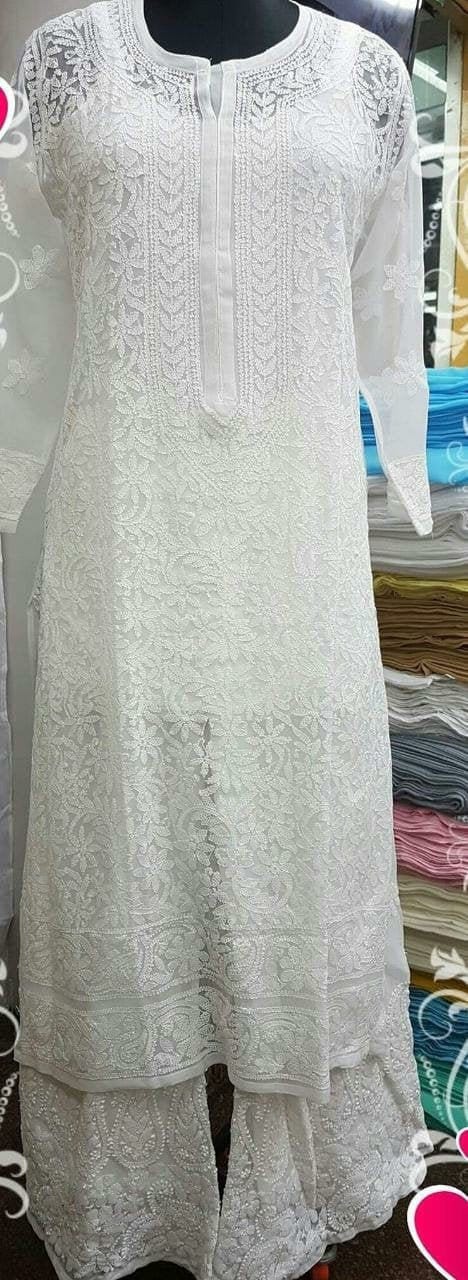 Chikankari Short Kurta Tops for Women, Lady White Embroidery Black Cotton  Kurtis | eBay