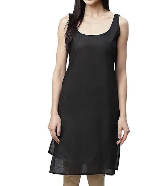 Cotton Long Slip Dress, Inner Camisole, Womens Combo Set of 2