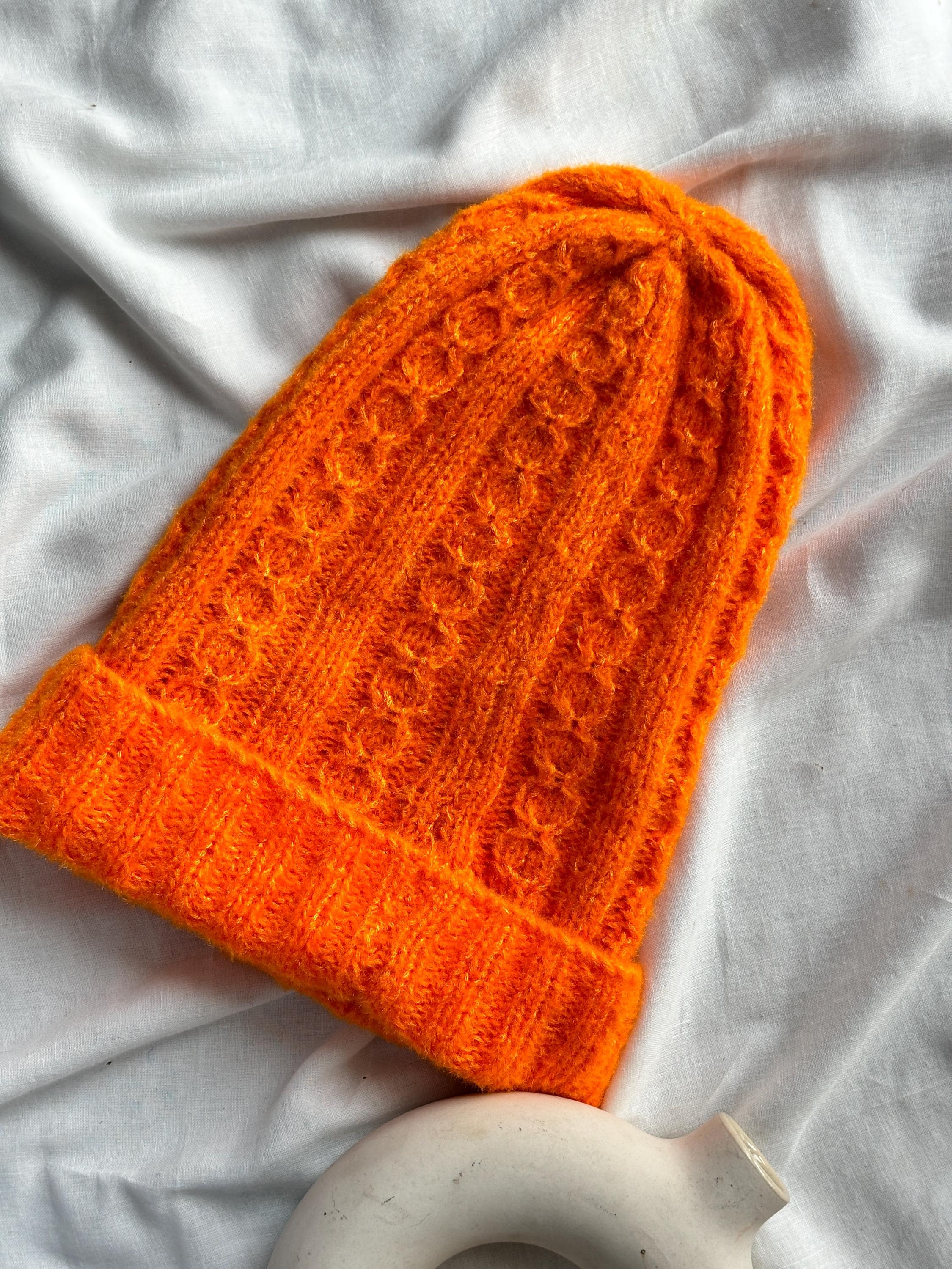 Hand Knit Wool Beanie with Fleece Lining - Winter Hat Women main image 3