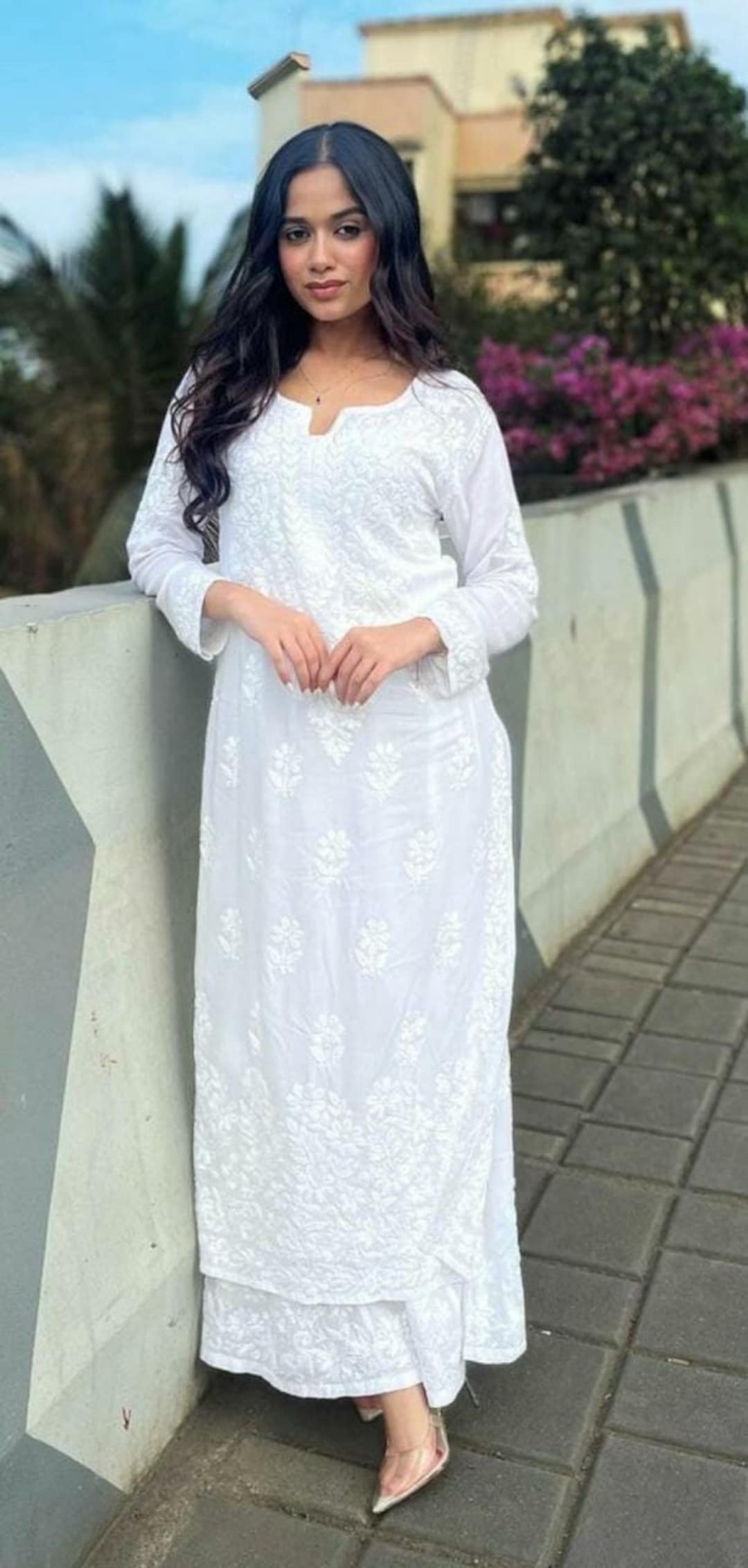 white chikan dress design Roshni Chikankari Angharka | Annus Abrar