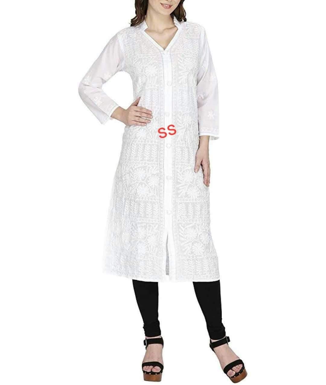 Buy ARVI JAIN FASHIONS Women Casual/PartyWear Cotton Chikan Embroidered  Worked White Cord Set (Kurti With Pant) Online at Best Prices in India -  JioMart.