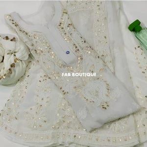 Free Inner Women Handmade Georgette Gota Patti Chikankari kurta Sharara Set with Dupatta Ethnic Wear Salwar Kameez Lucknowi Chikan Kurti