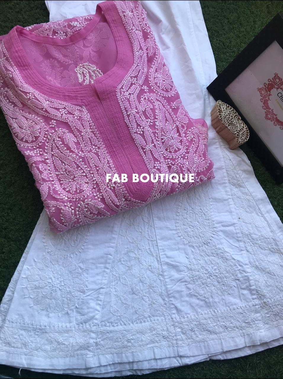Free Inner Lucknow Chikankari Handmade Georgette Kurta Sharara Set ...