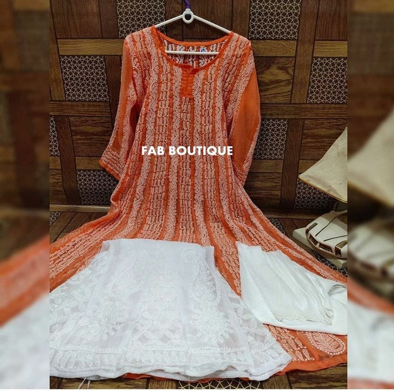 Lucknowi Chikan Embroidered Anarkali Suit at Best Price in Lucknow | Arkush  Fashion & Designer