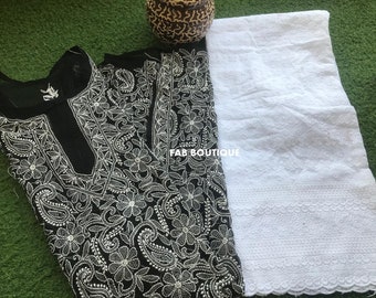 FREE INNER Lucknowi Handmade Chikankari Georgette Kurta Palazzo Set Chikan Hand Embroided Kurta Salwar Kameez pant palazzo set Handcrafted