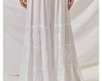 Witte modal katoengarara, chikankari etnisch broekje