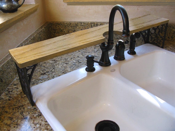 Ornate Oak Kitchen Sink Shelf Wrought Iron Look With Cut Out Etsy